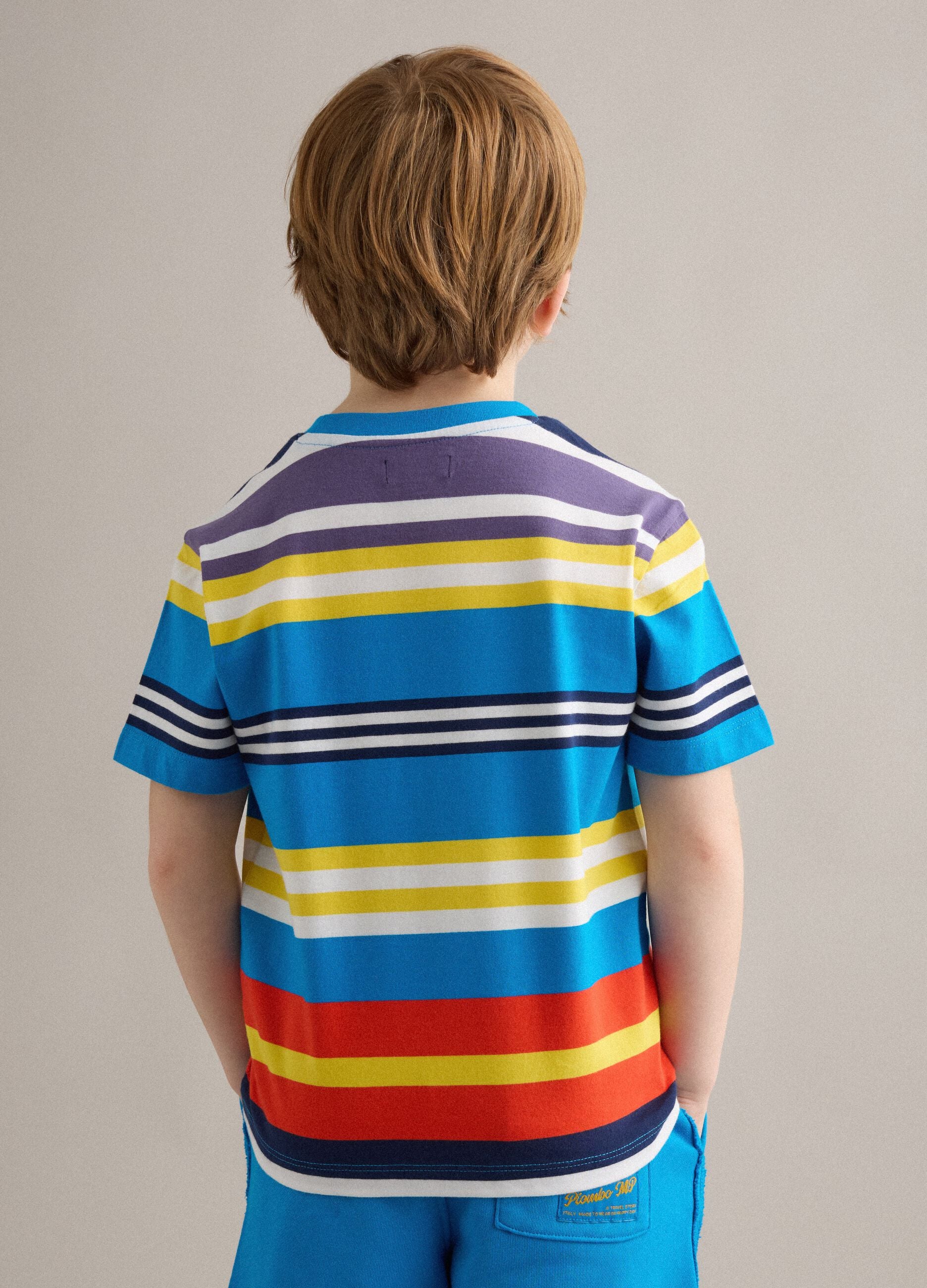 Kids&rsquo; multicolour striped pure cotton T-shirt, oversized fit