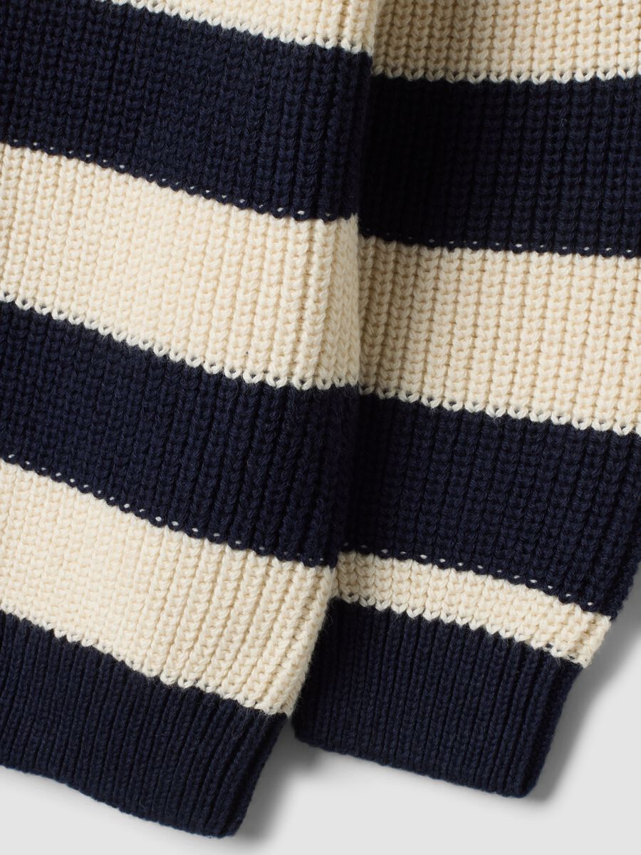 Blue striped pure cotton crew-neck jumper for baby boy_3