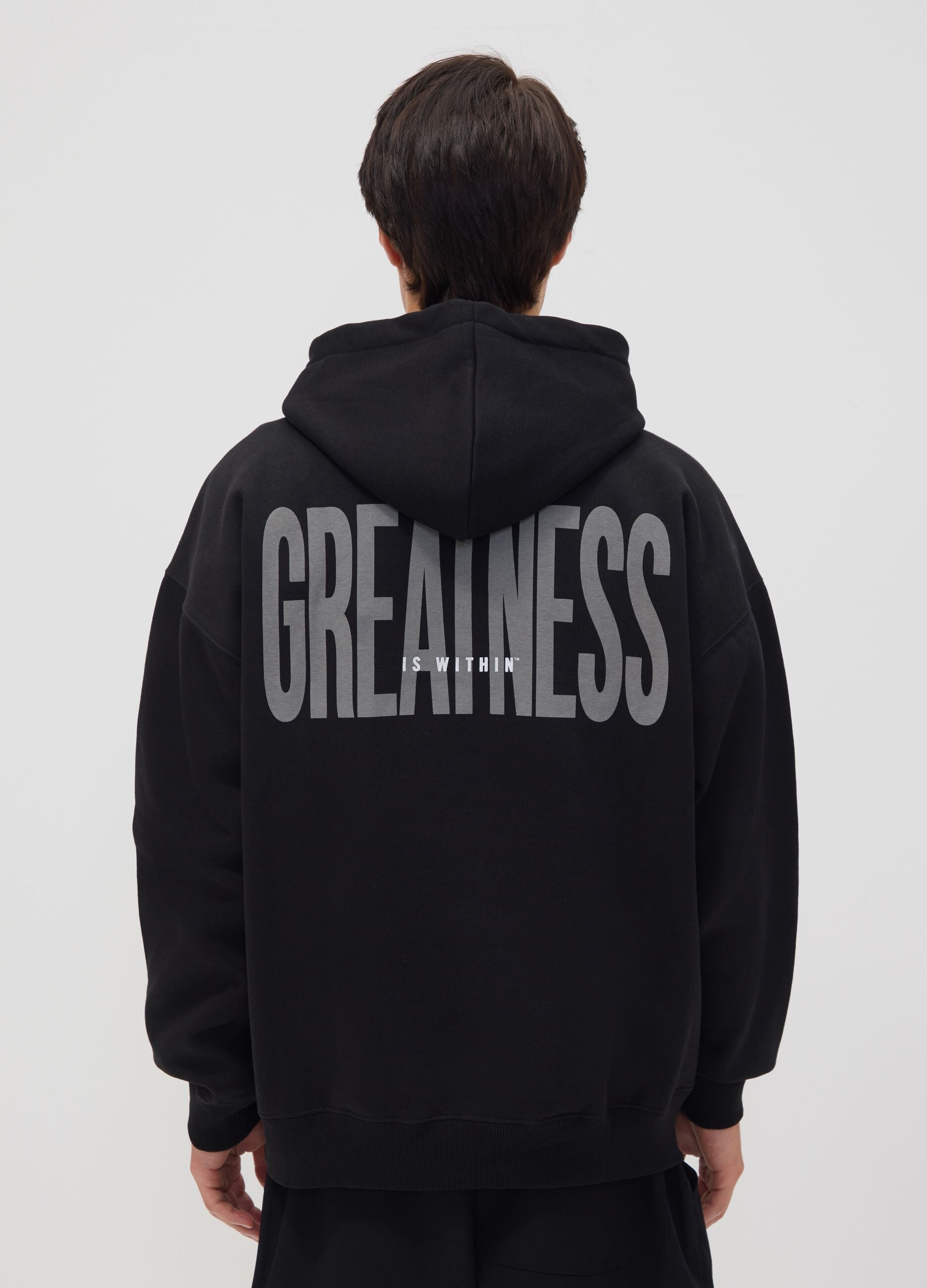 Black cotton-blend hoodie with logo