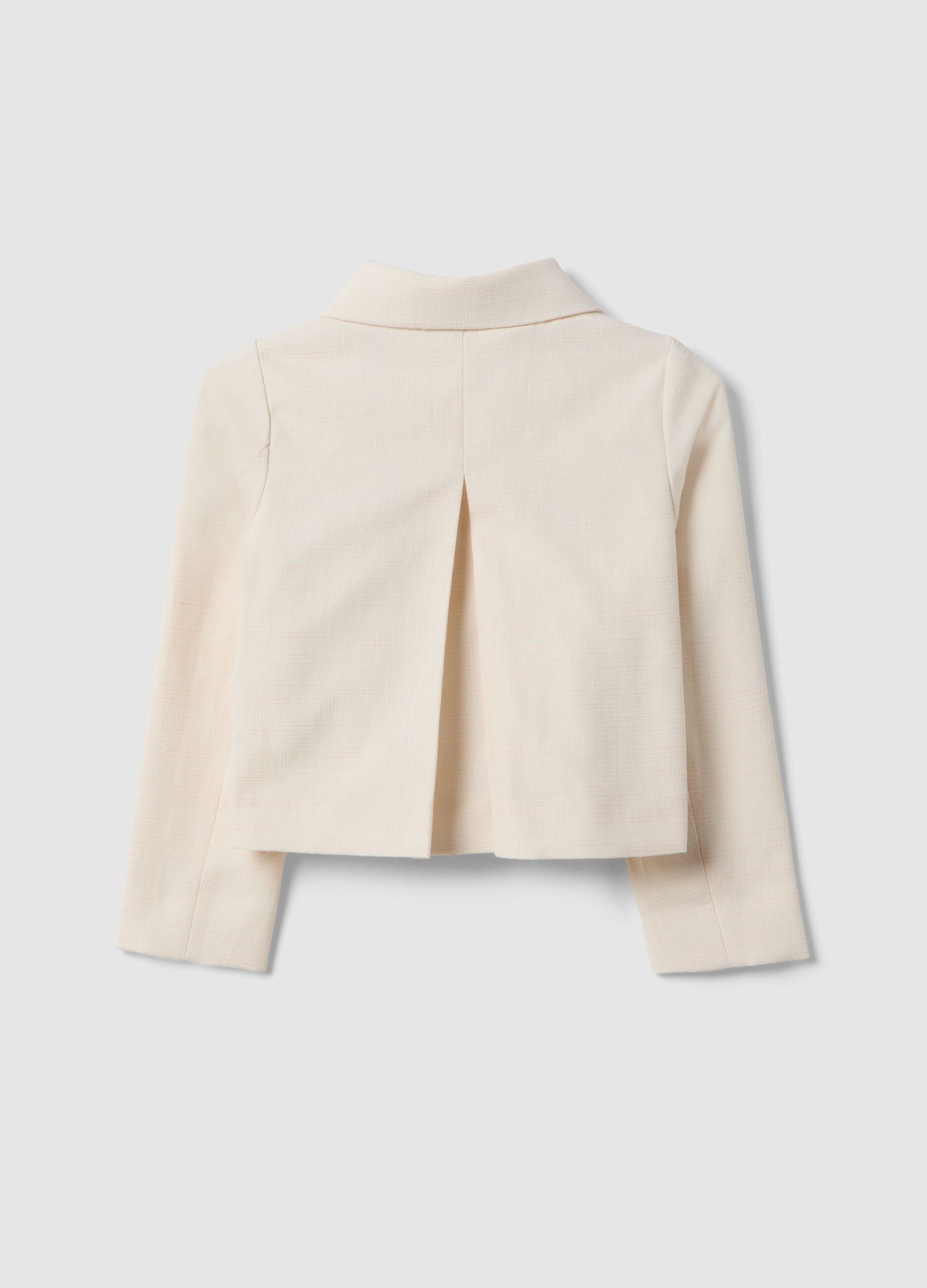 Girls&rsquo; beige regular-fit jacket with buttons