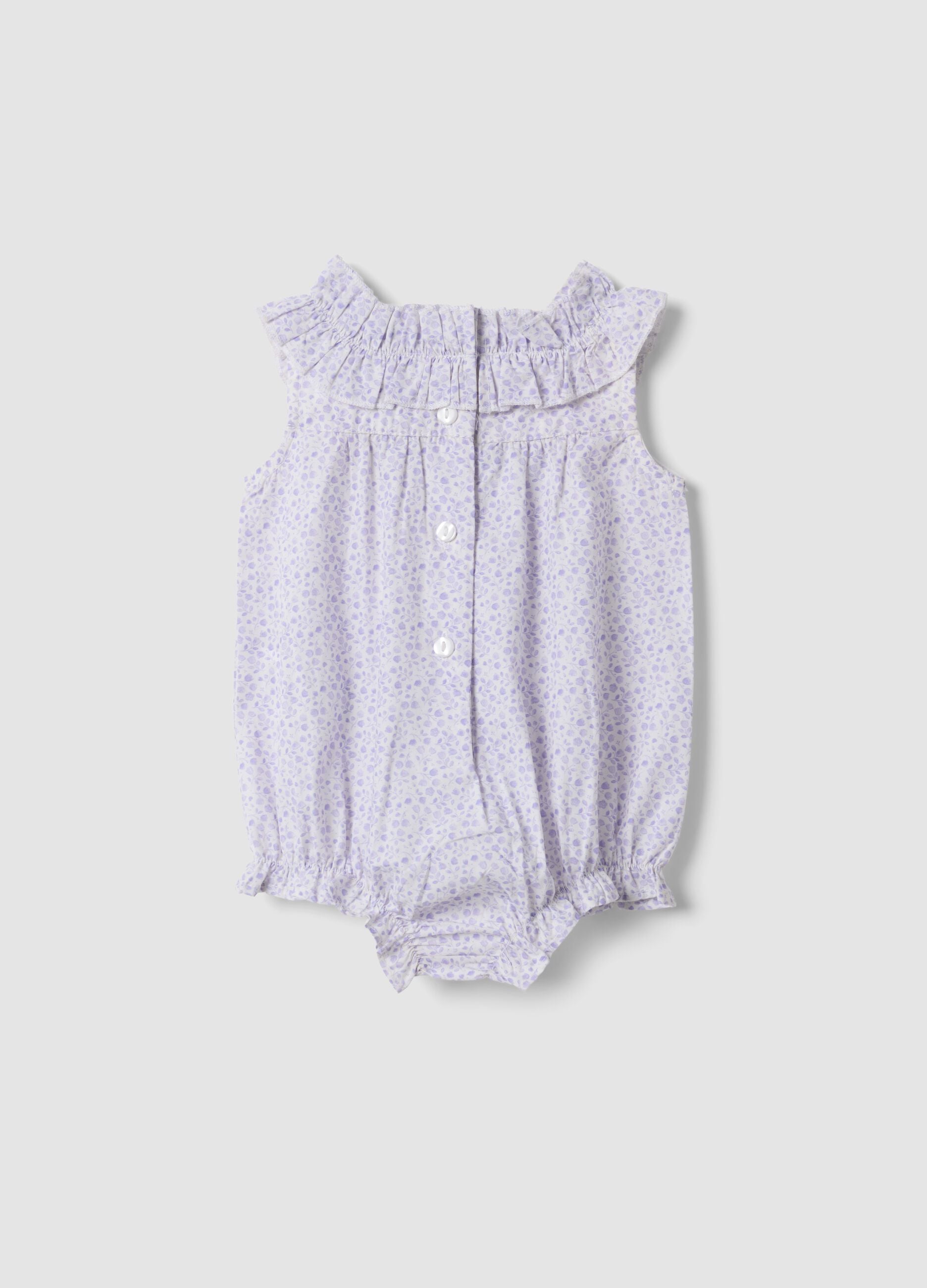 Purple pure cotton baby romper with classic collar