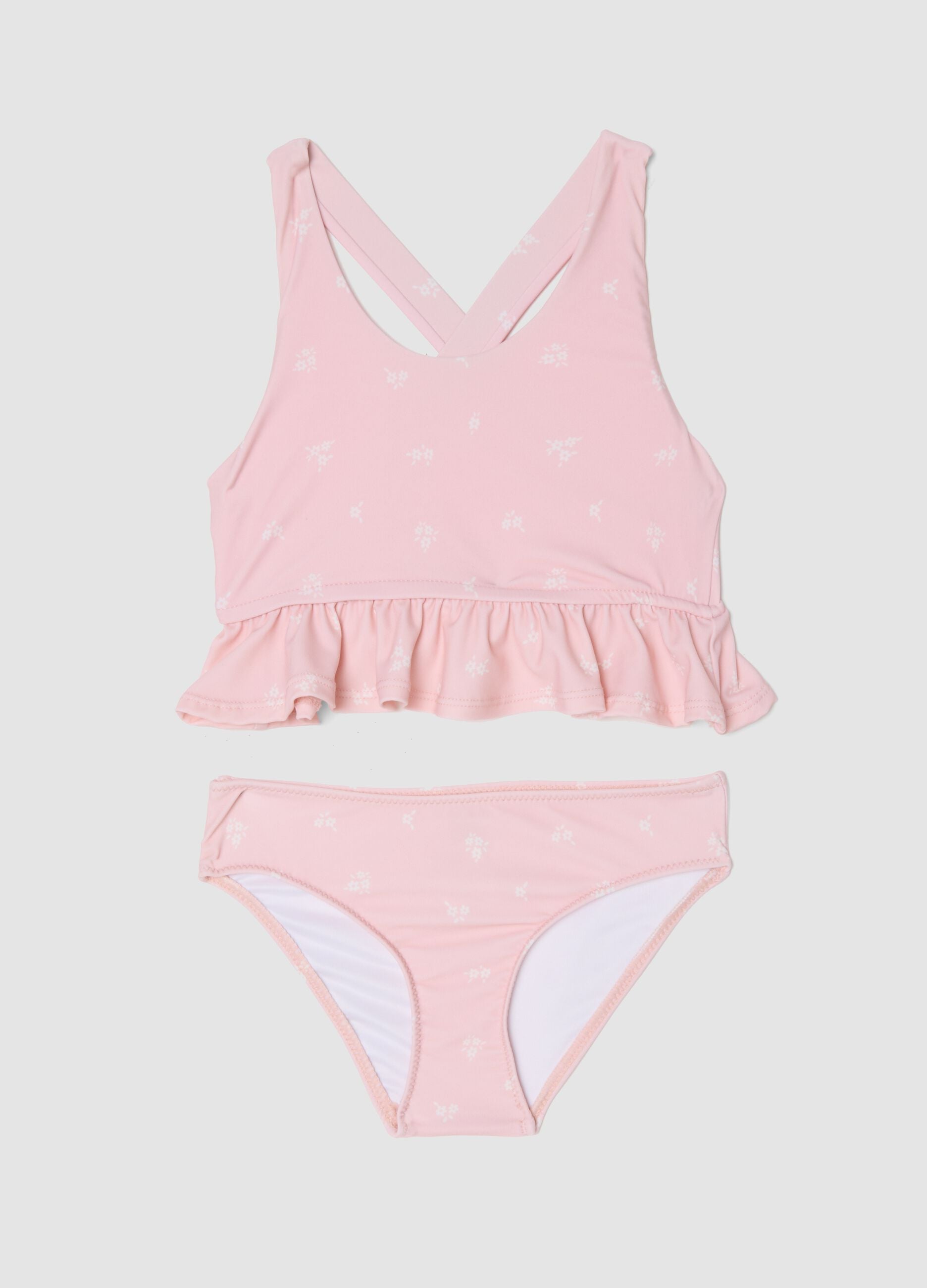 Pink stretch bikini with frills