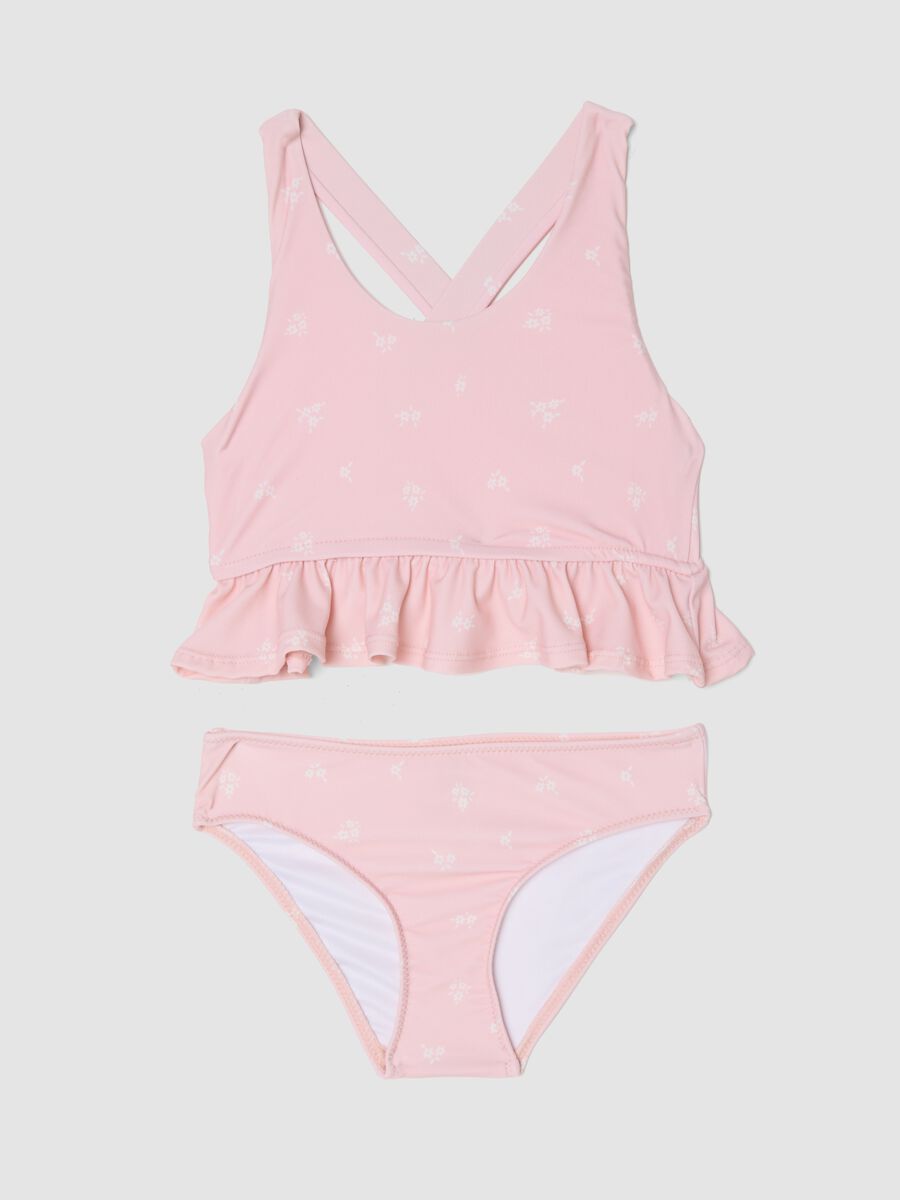 Pink stretch bikini with frills_0