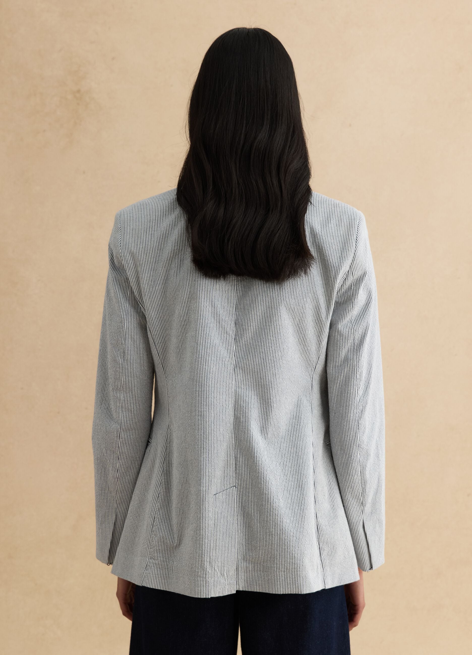 Grey Stretch Cotton Blazer