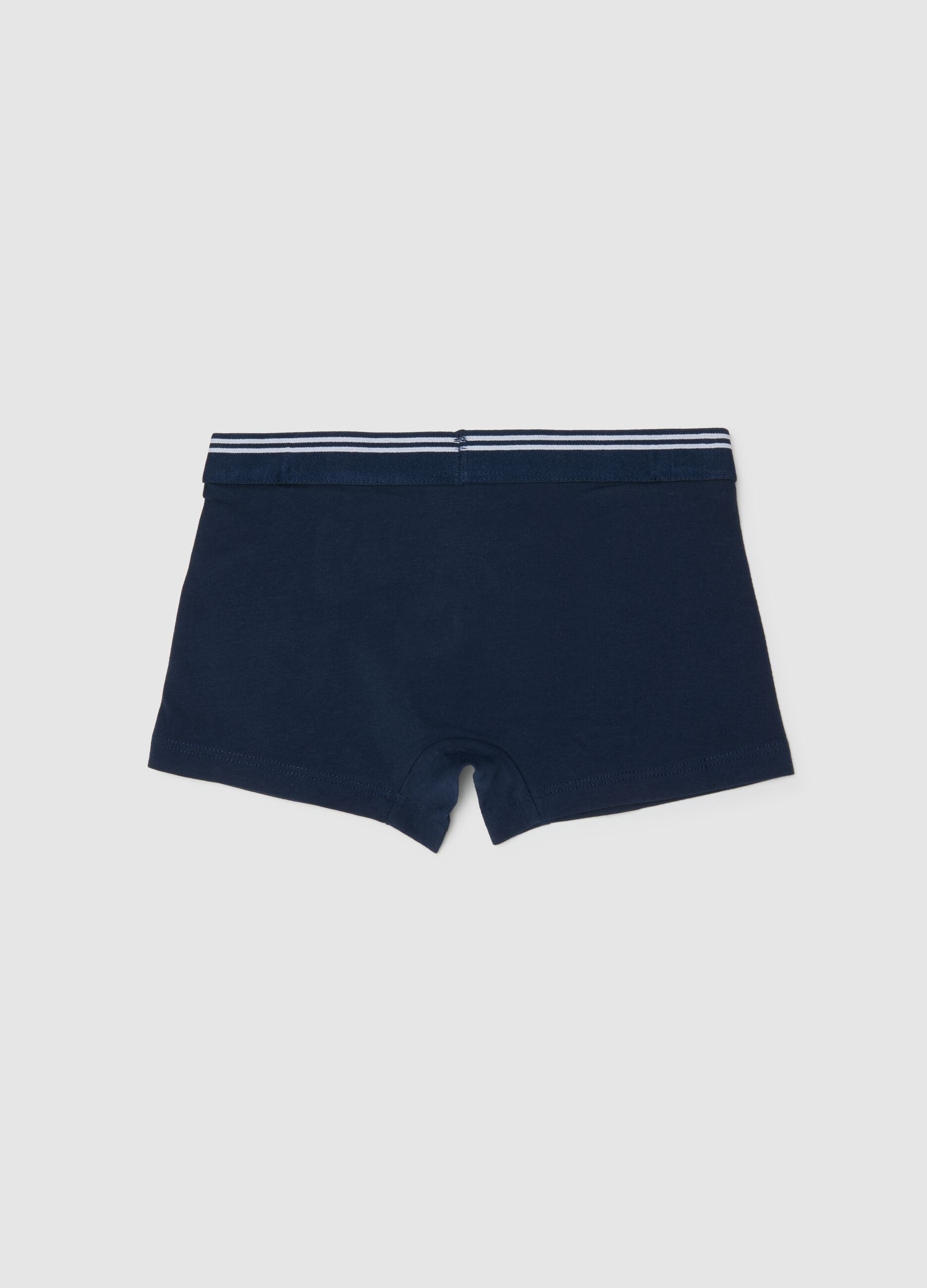 Boys' blue stretch cotton regular fit boxers