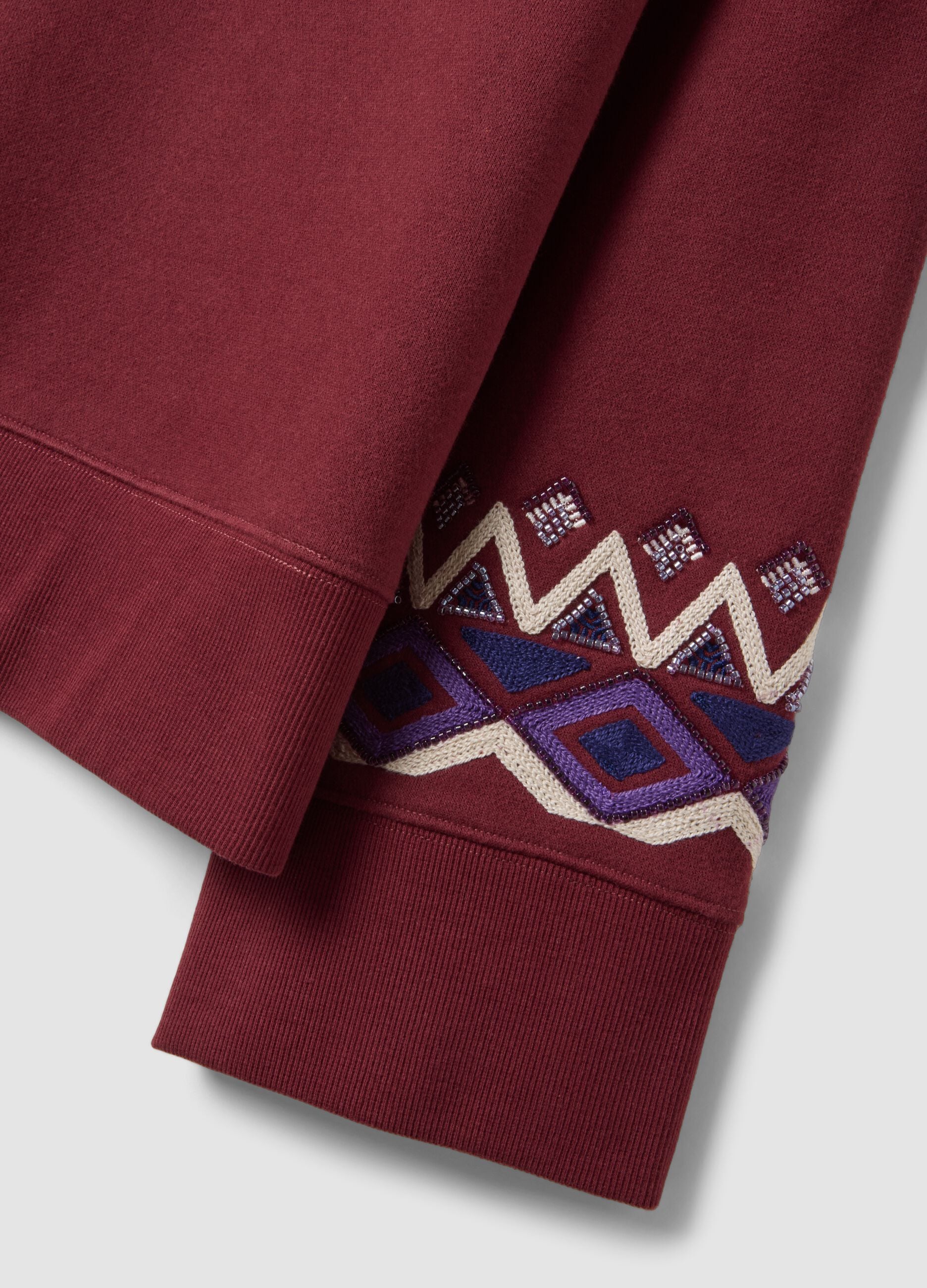 Red cotton-blend sweatshirt with regular fit pattern