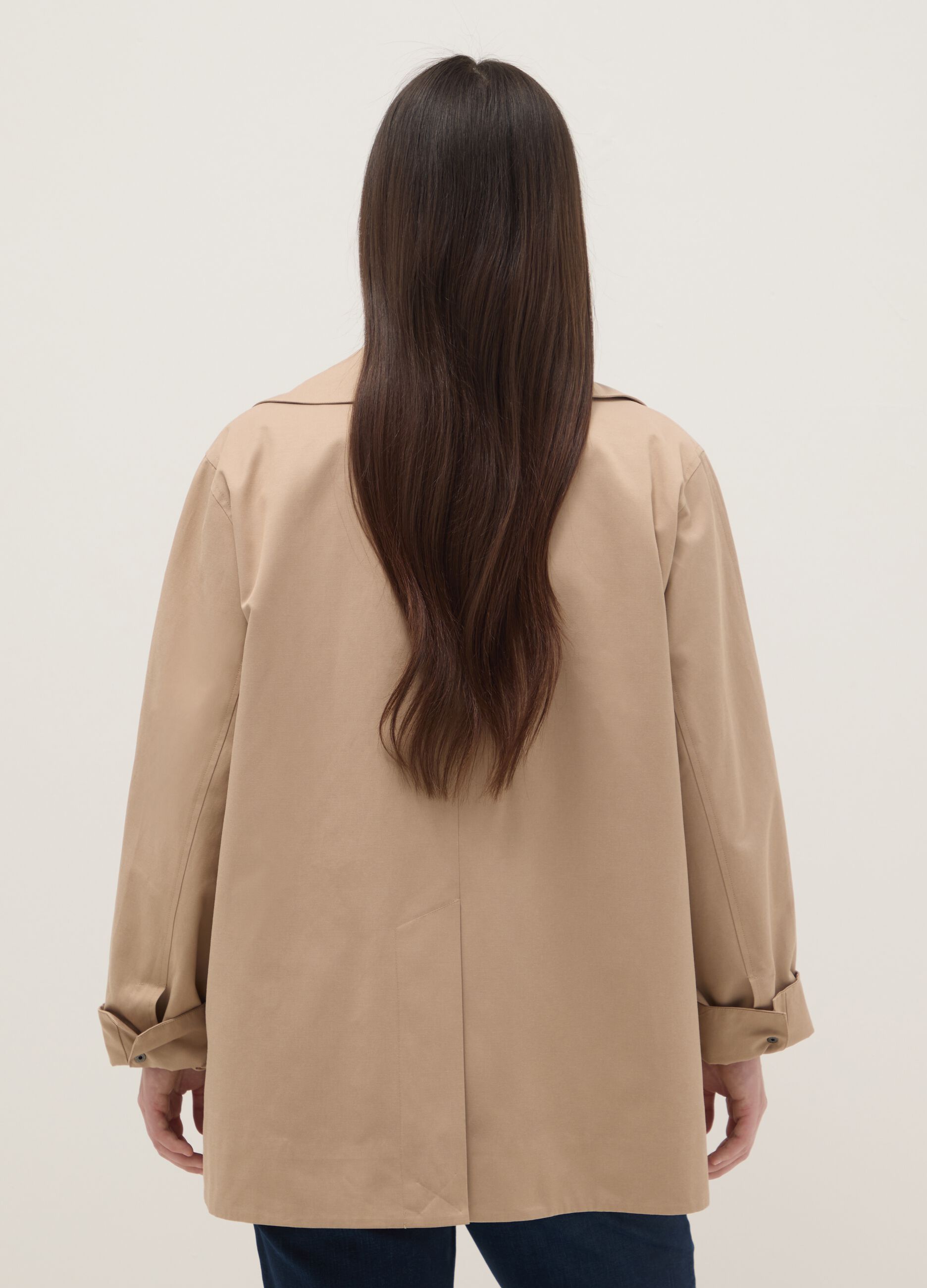 Beige Cotton Blend Oversize Fit Jacket