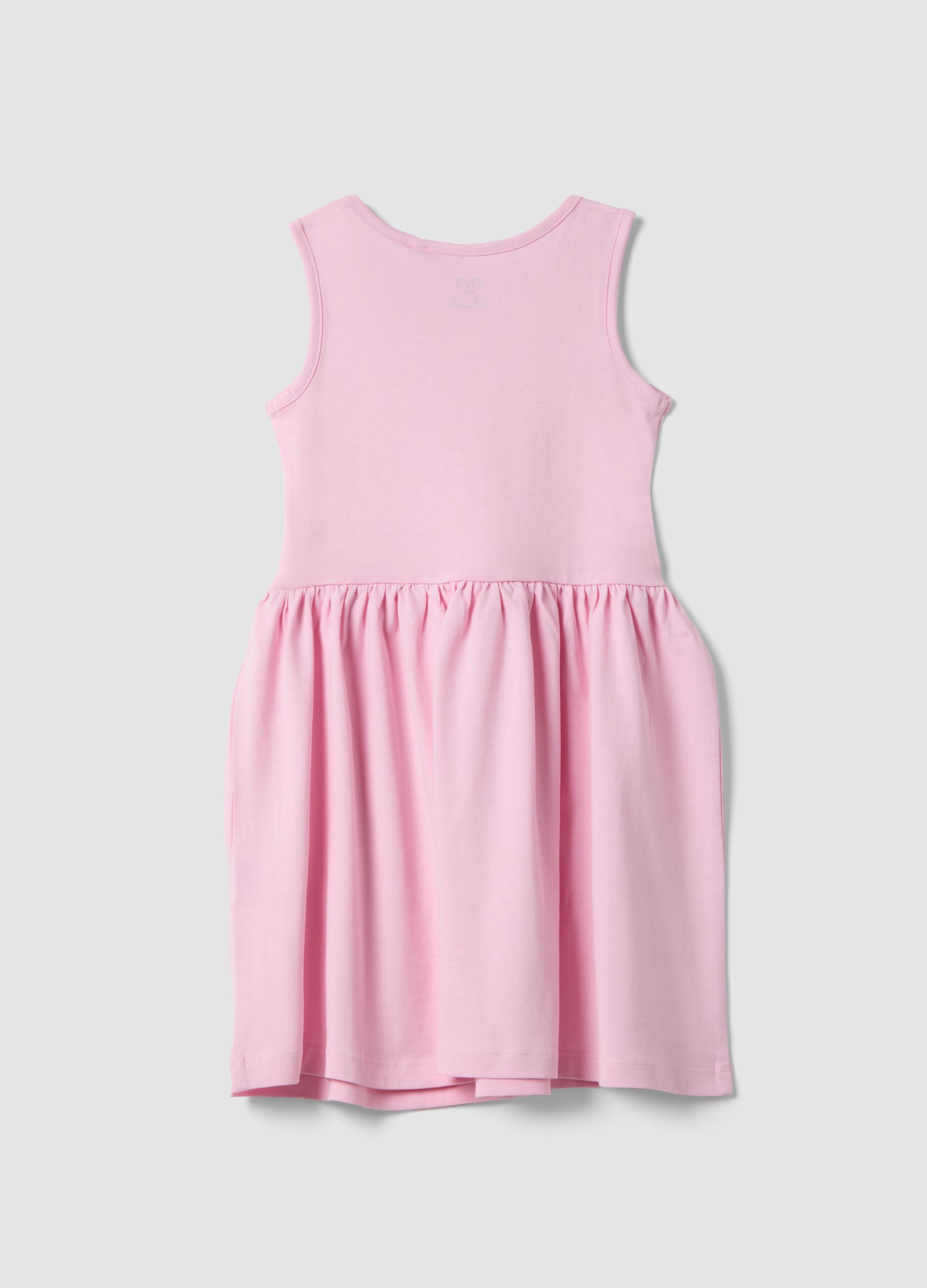 Girls' Sleeveless Pink Pure Cotton Dress - Regular Fit