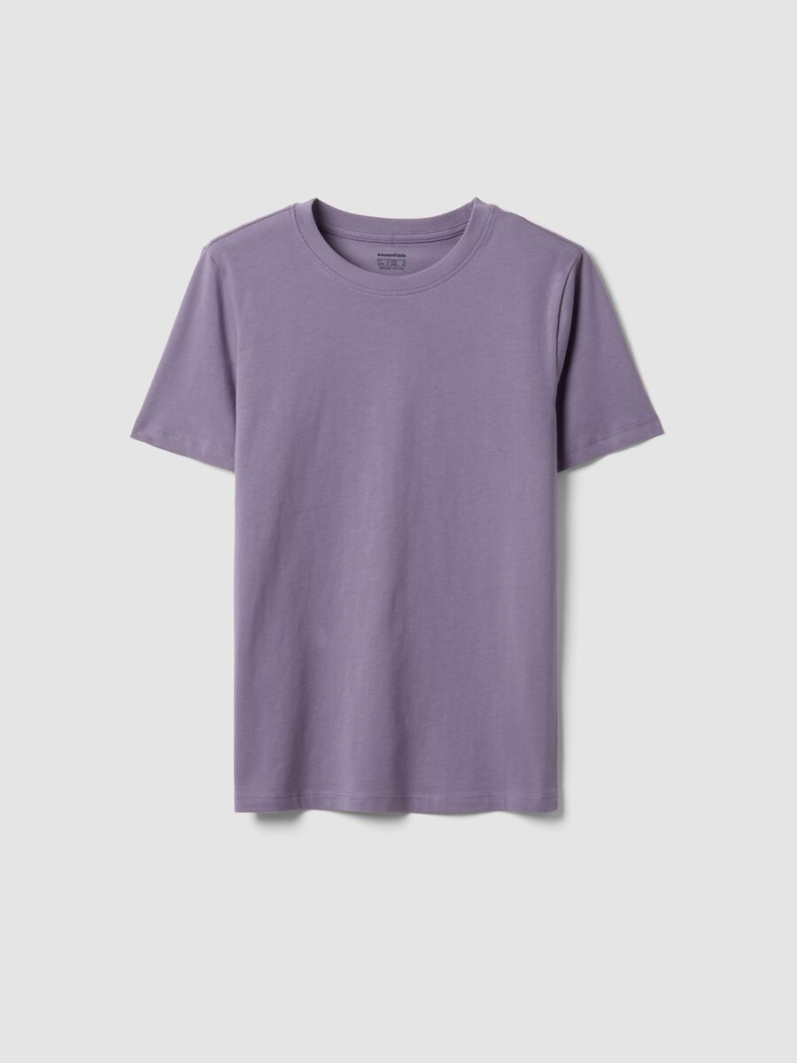 T-shirt viola in puro cotone organico a girocollo regular fit_0