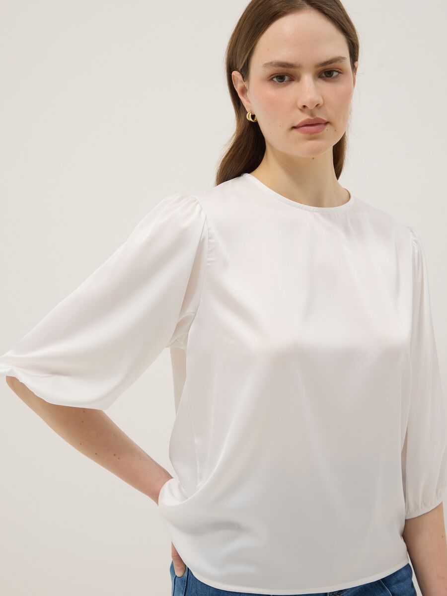 Maglia bianca a maniche ampie regular fit_1