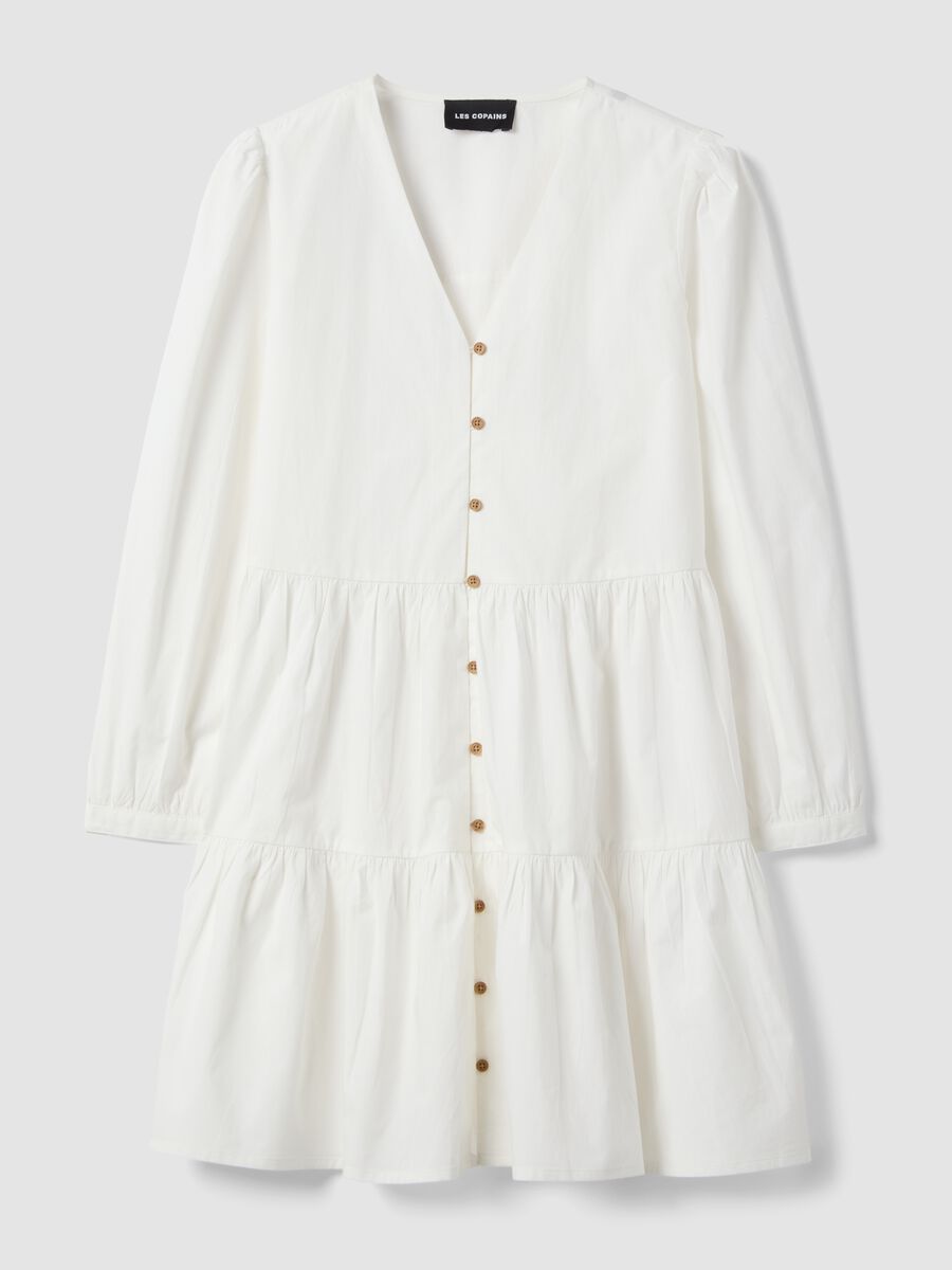 White pure cotton dress regular fit deep V_4