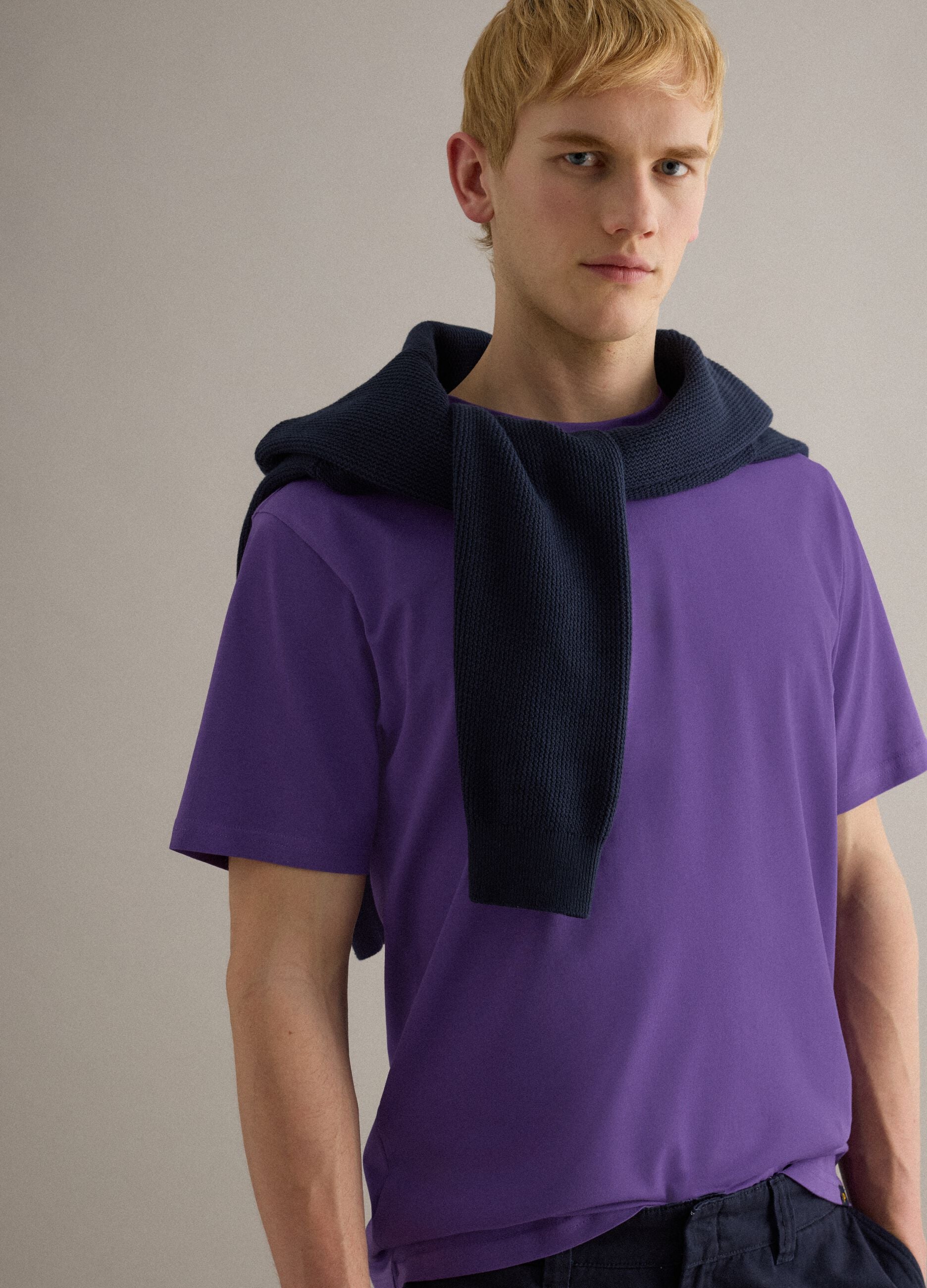Violet pure cotton crew neck T-shirt relaxed fit