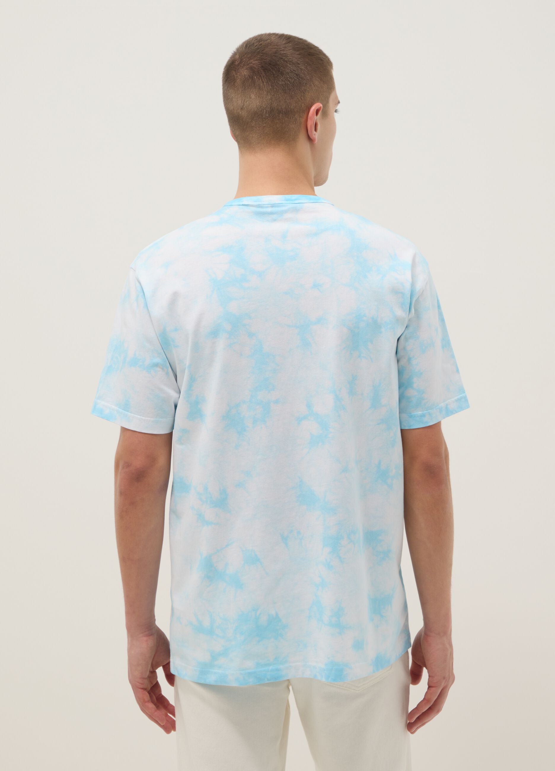 Regular fit sky blue pure cotton T-shirt with Squidward print
