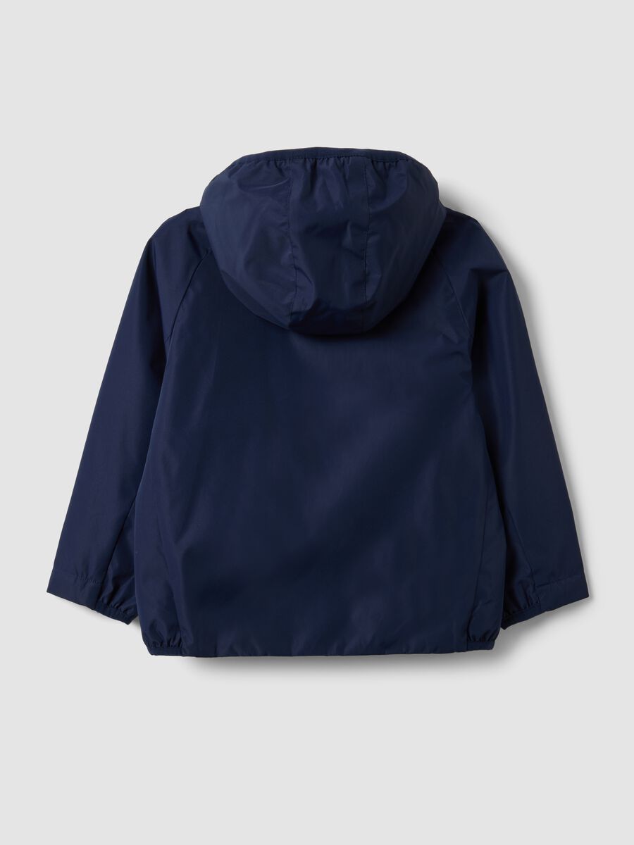 Blue kids&rsquo; rain jacket with hood and zip_1