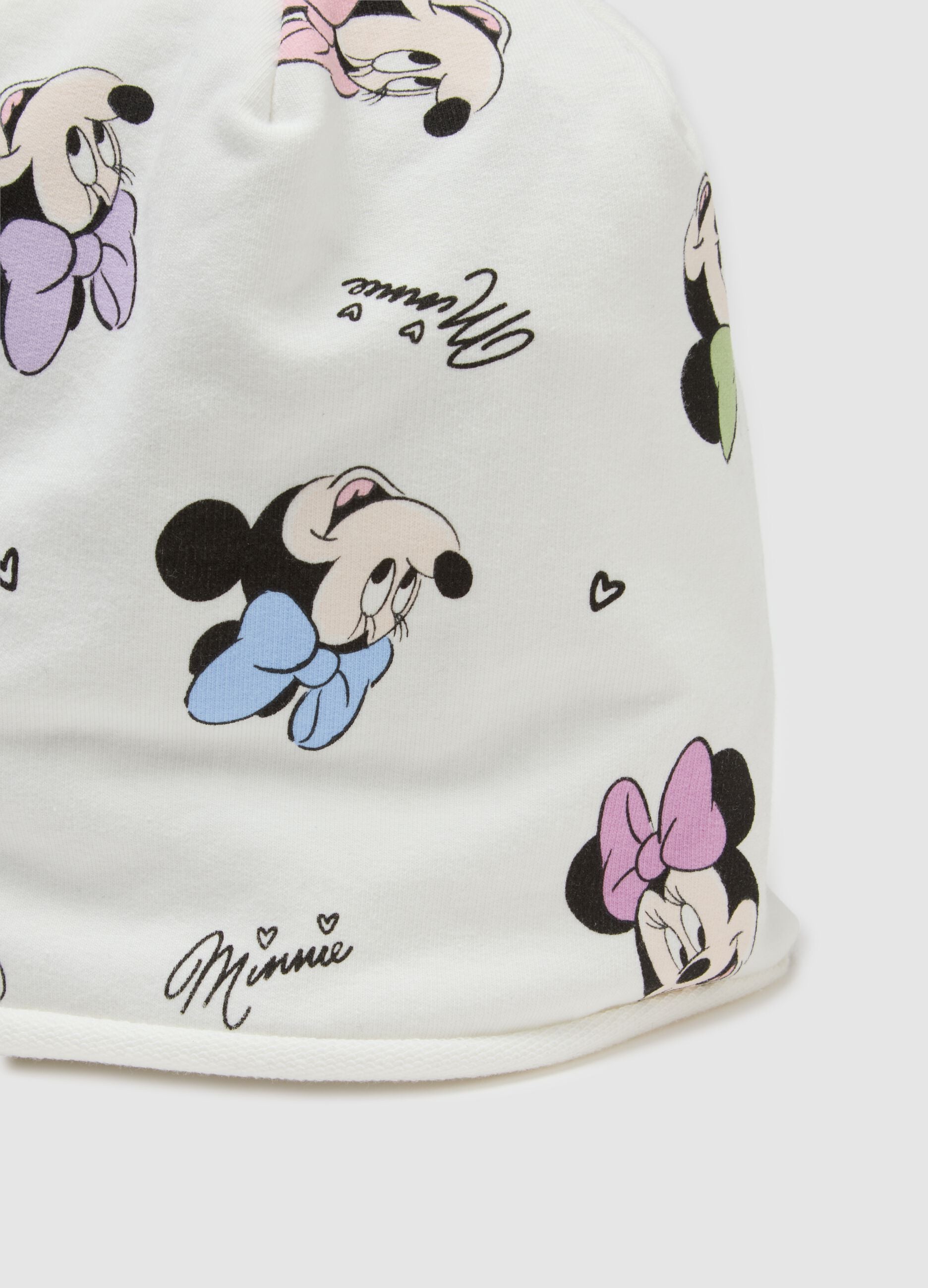 White Disney printed cotton blend beanie hat for girls