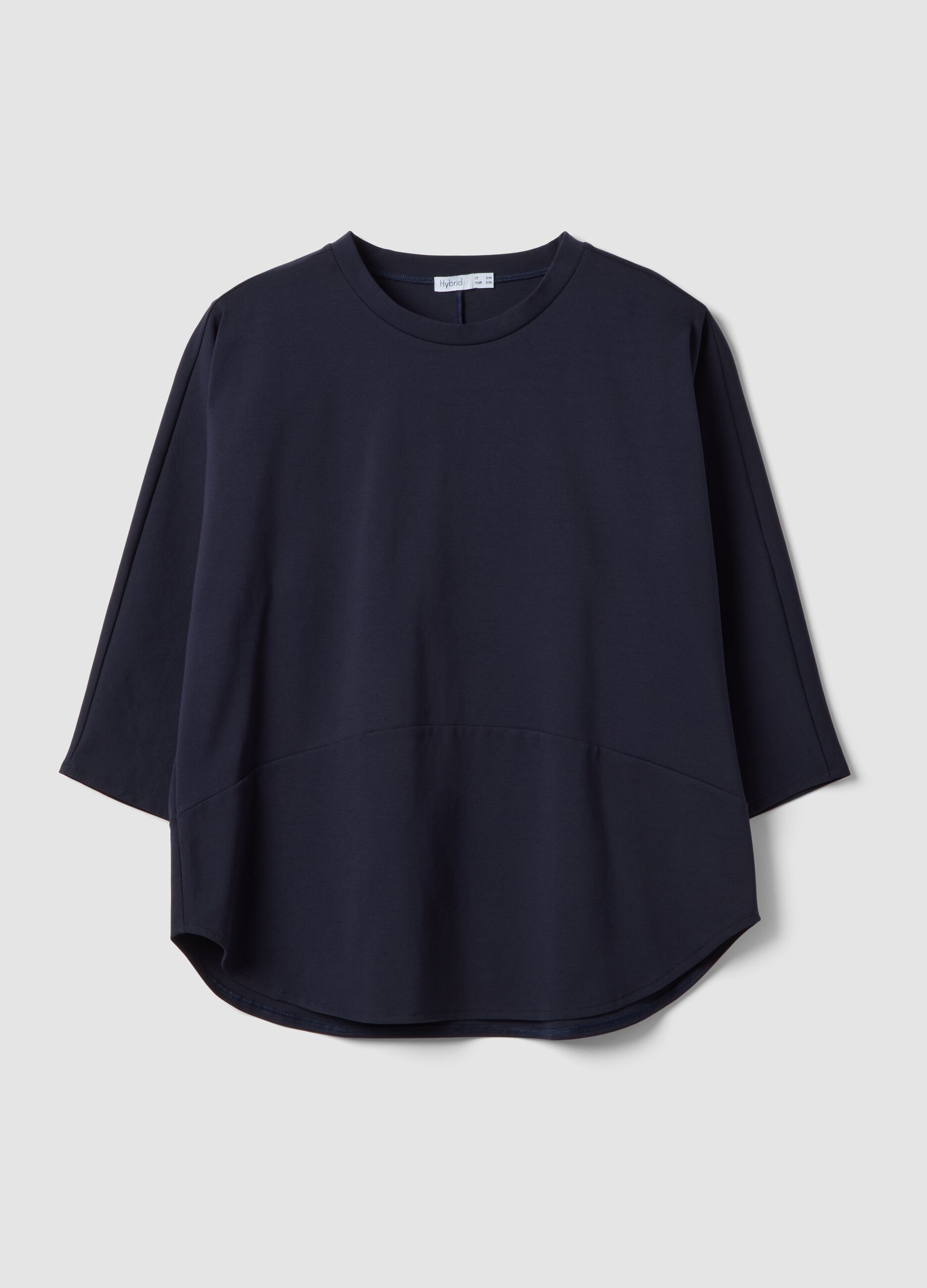 Blue Stretch Cotton Blend Regular Fit T-shirt