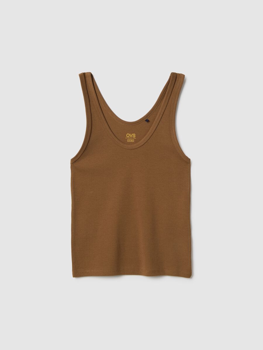 Brown Stretch Cotton Regular Fit Vest_4