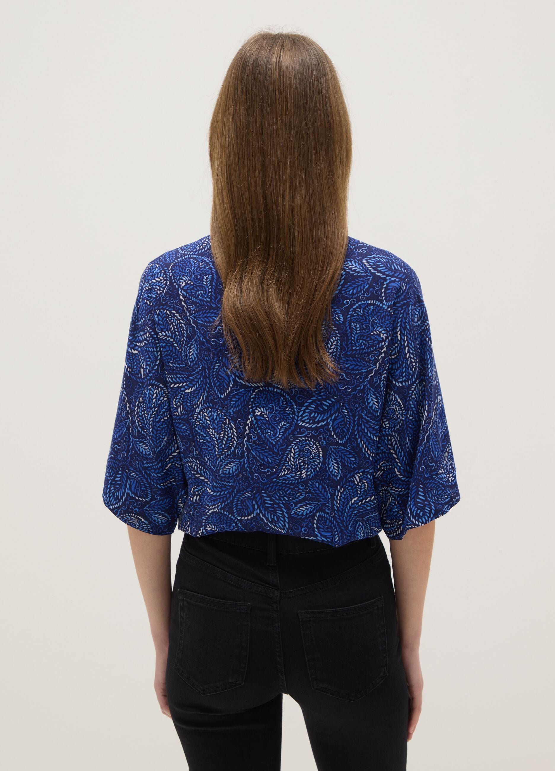 Multicolour pure viscose shirt with regular fit and pattern