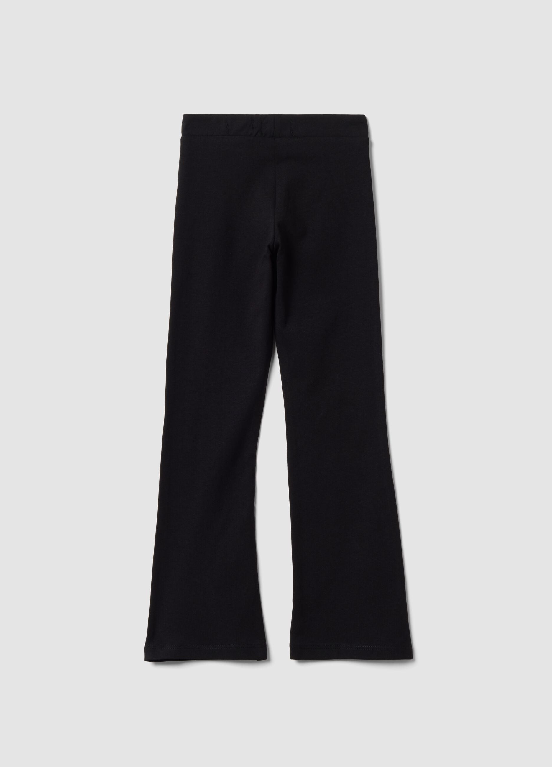 Black flared stretch cotton leggings