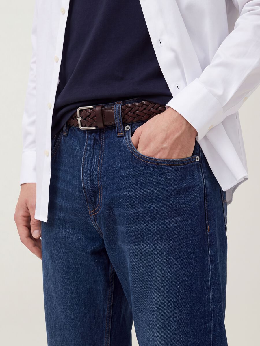 Relaxed fit pure cotton denim jeans_3