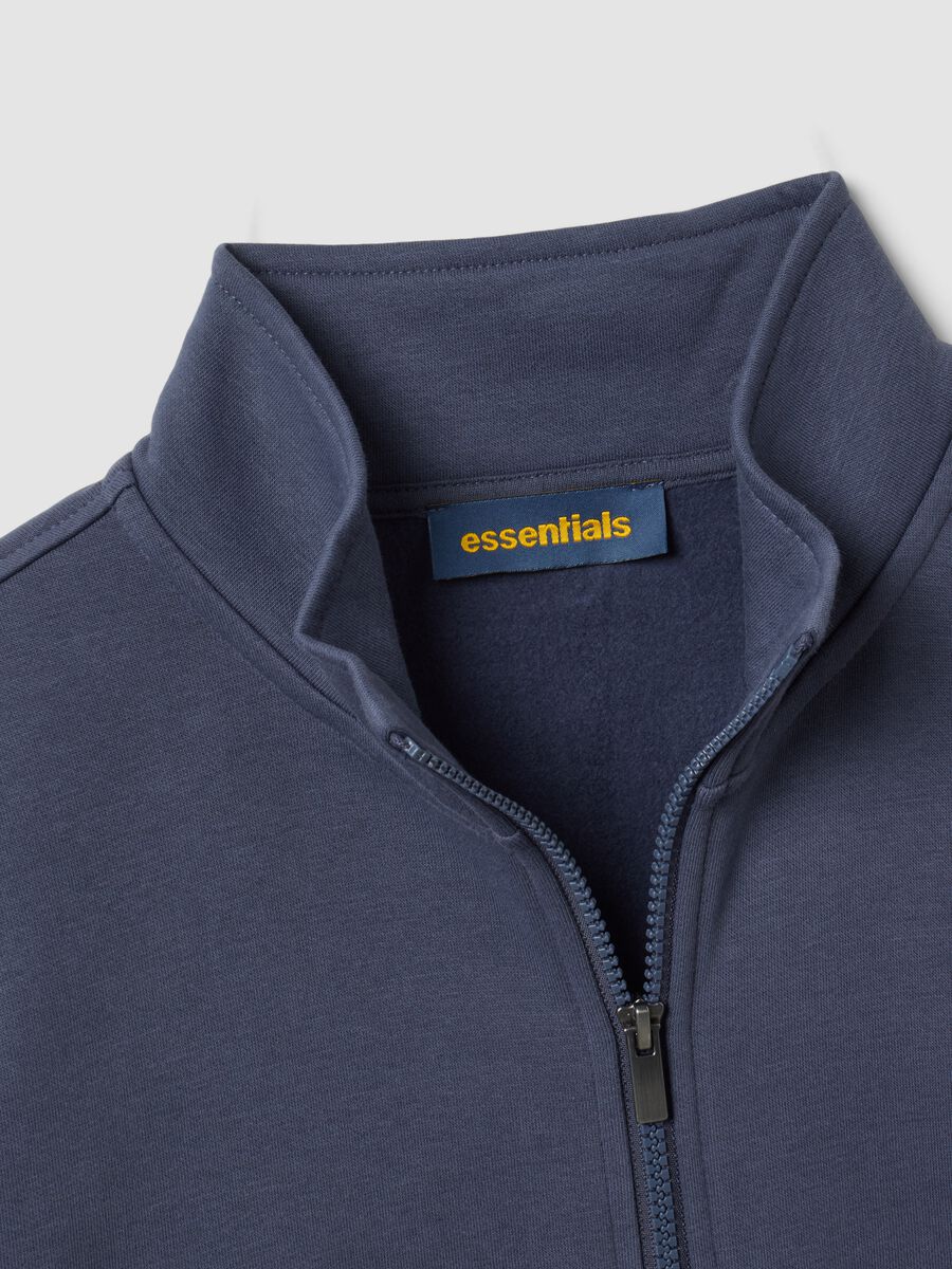 Grey cotton-blend sweatshirt with crew neck and zip, regular fit_1