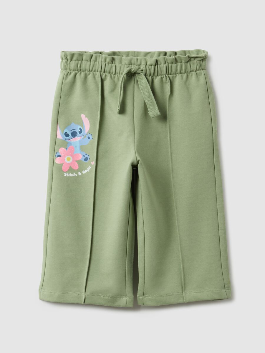 Green paper bag trousers for girls in stretchy cotton regular fit_0