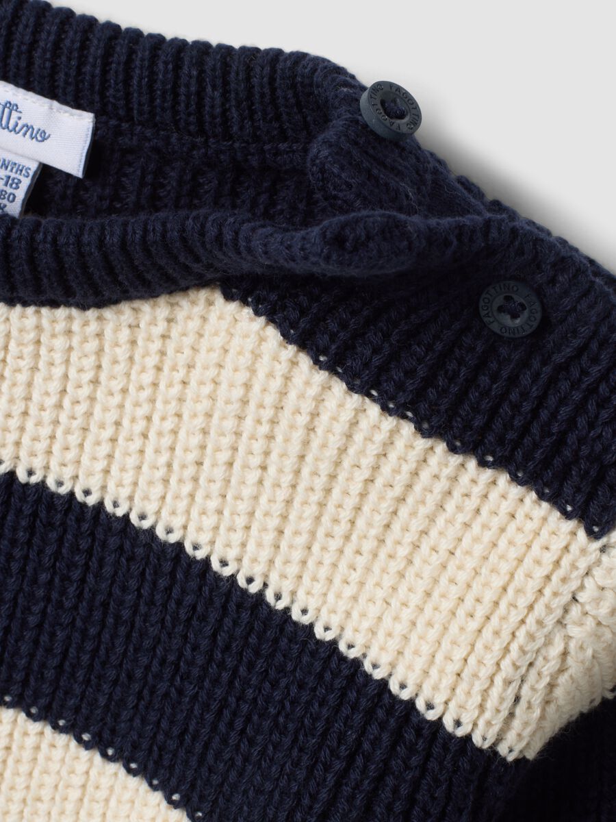 Blue striped pure cotton crew-neck jumper for baby boy_2