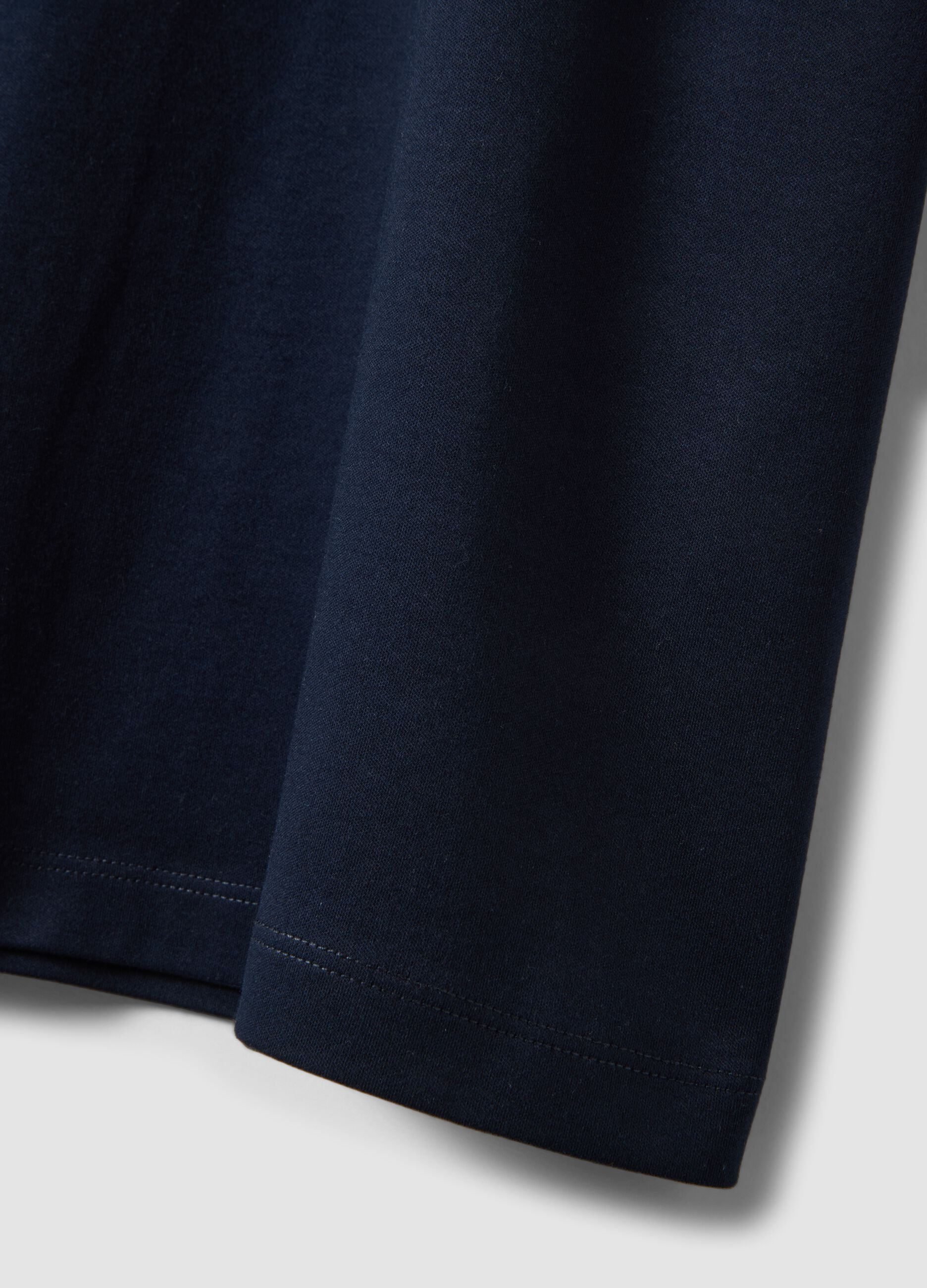 Blue slim-fit mercerised pure cotton T-shirt