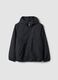 Black oversized rain jacket with hood and zip for boys_4