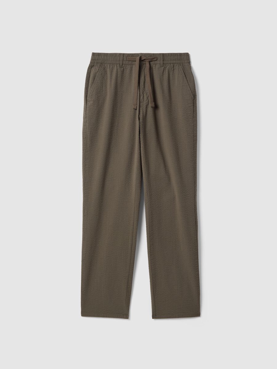 Pantaloni chino in cotone elasticizzato marrone regular fit_4