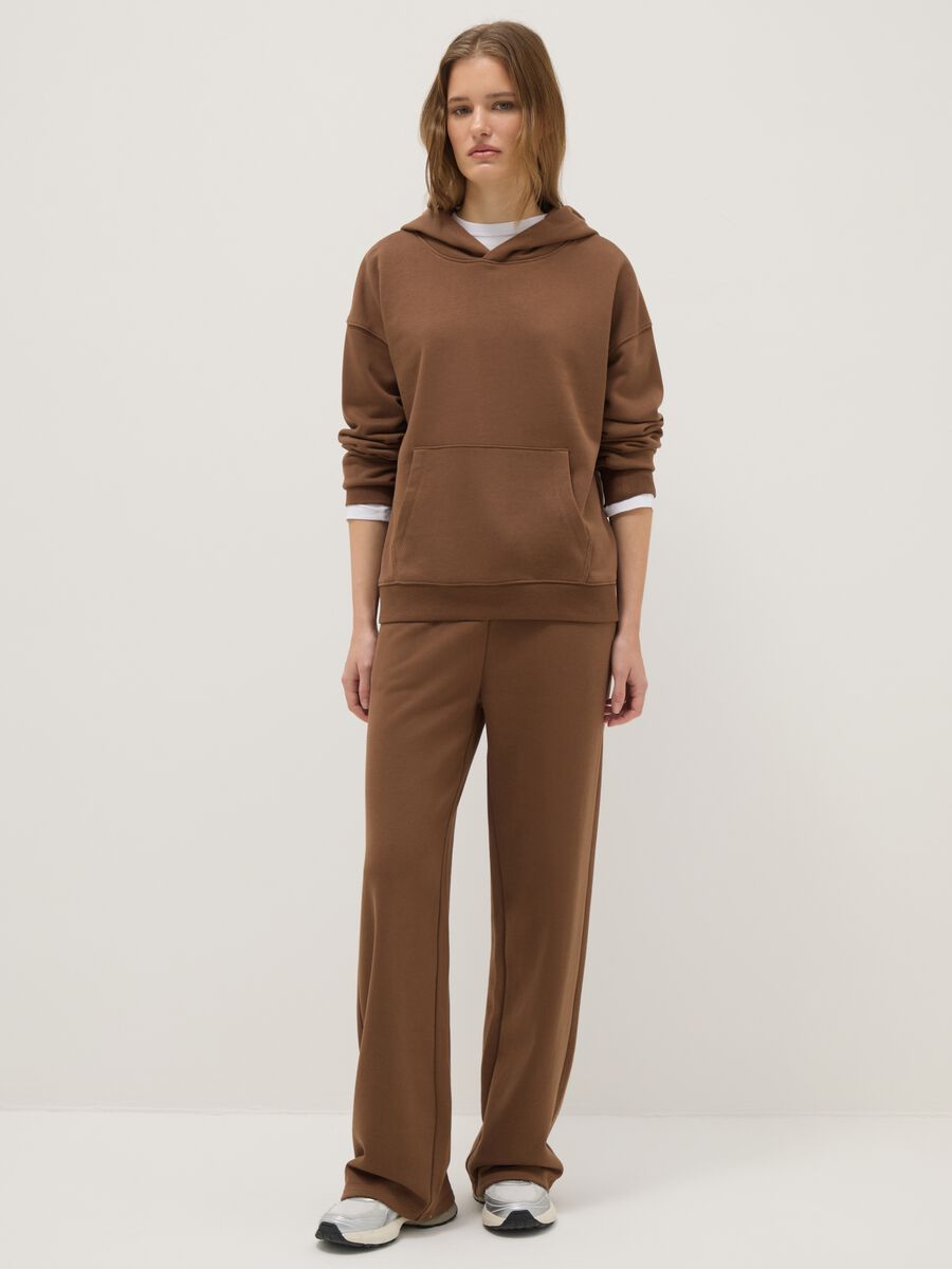 Felpa in misto cotone marrone regular fit con cappuccio_1