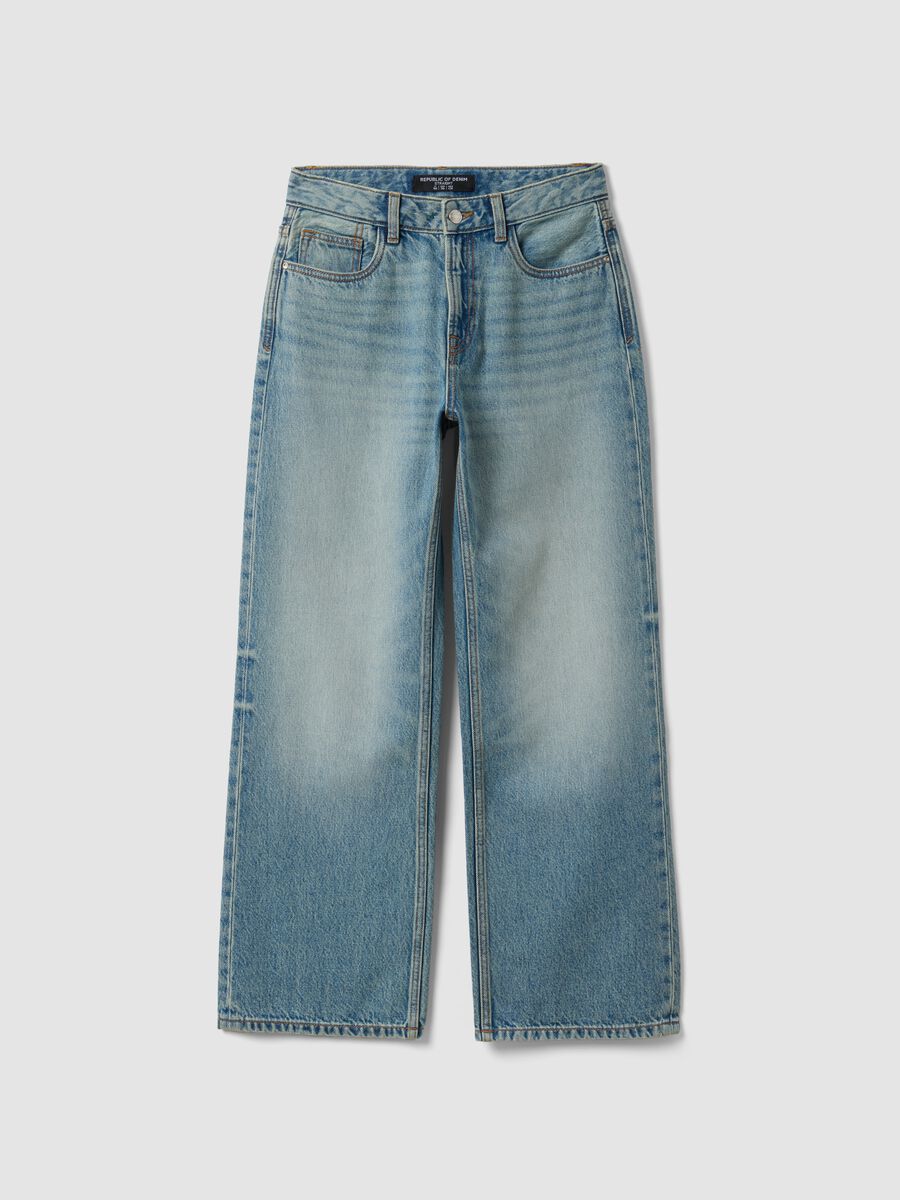 Light blue pure cotton straight-fit jeans_4