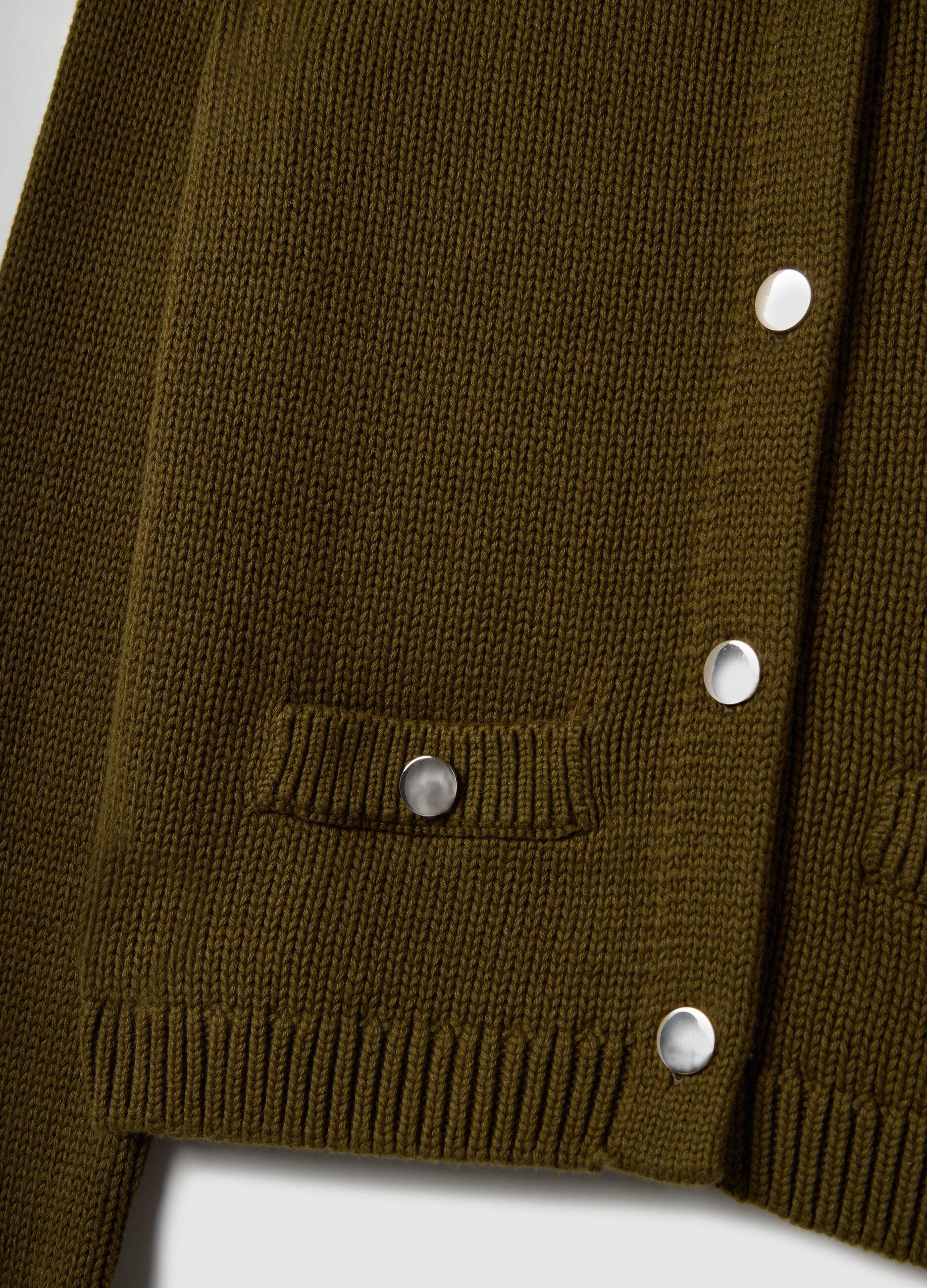 Green cardigan in pure cotton regular fit with buttons