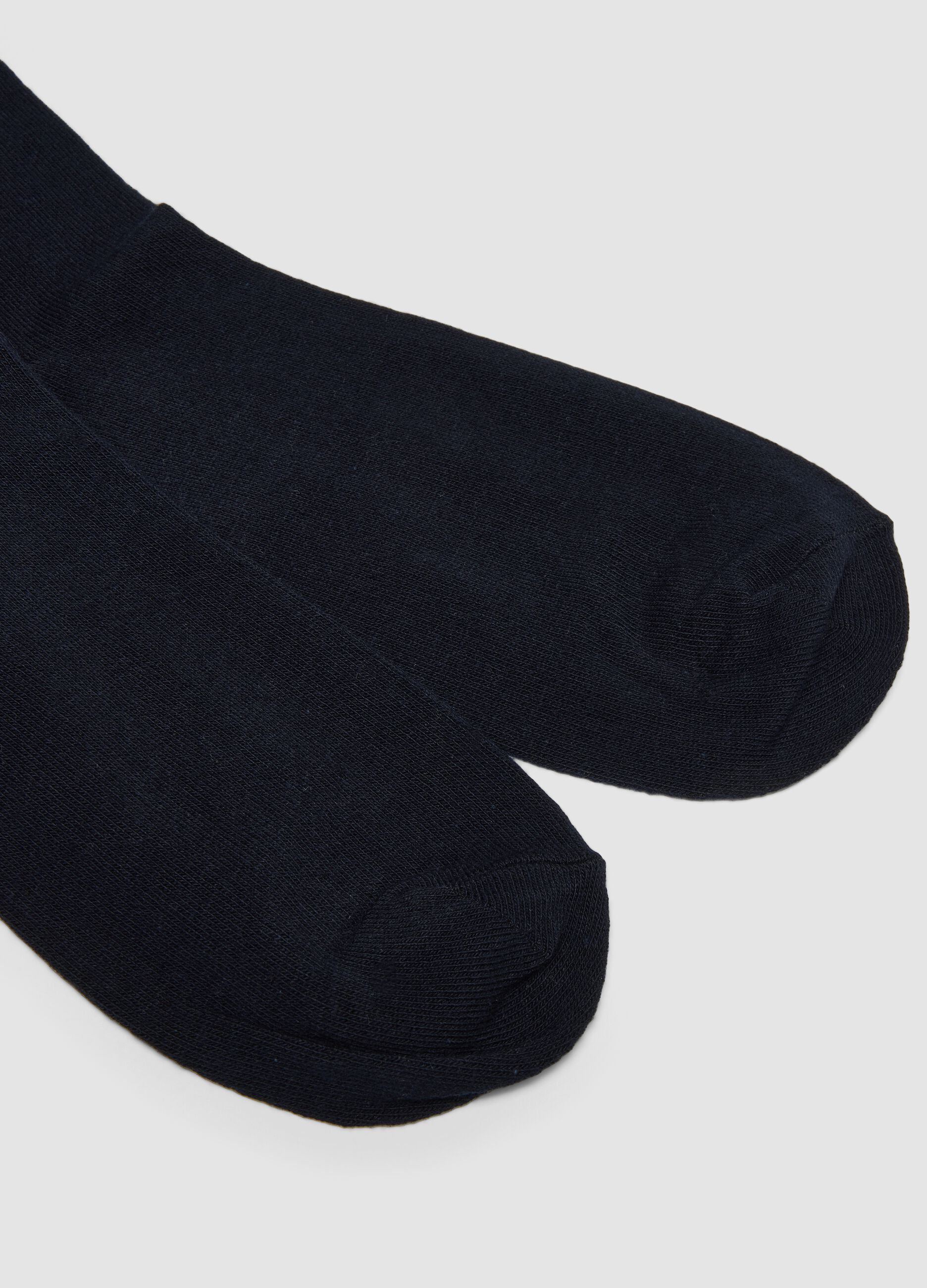 Multipack of five long navy blue socks in stretch organic cotton