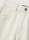 White cotton denim wide leg shorts_5