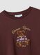 Brown cotton-blend sweatshirt with crew neck and teddy print_6