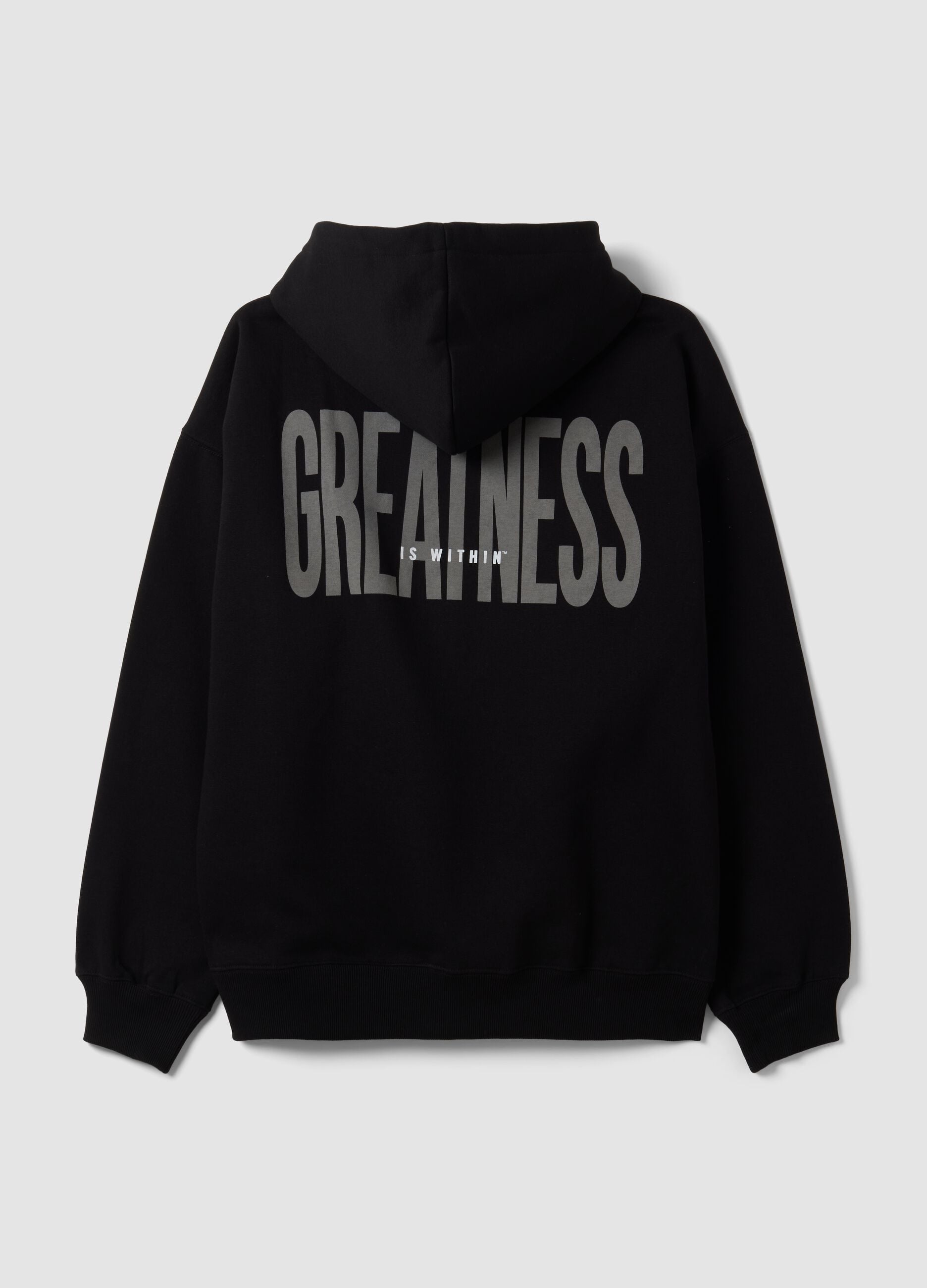 Black cotton-blend hoodie with logo