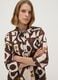 Brown stretch-cotton dress with geometric pattern, regular fit_2