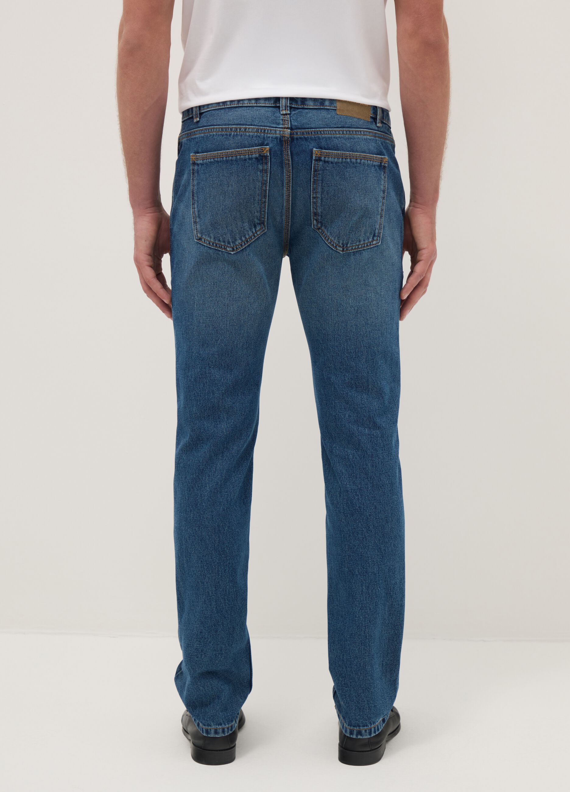 Slim fit blue pure cotton jeans