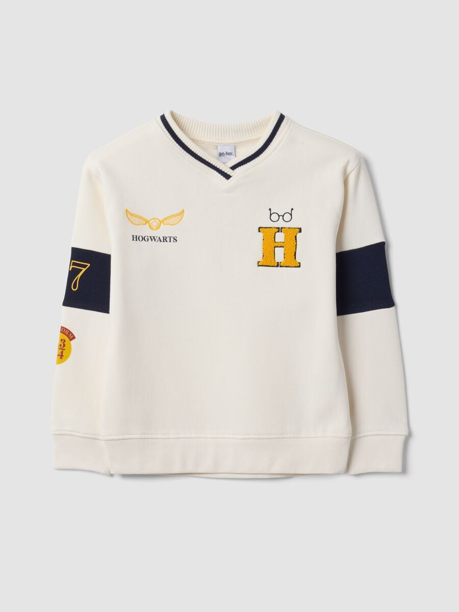 White cotton-blend kids&rsquo; Harry Potter V-neck sweatshirt_0