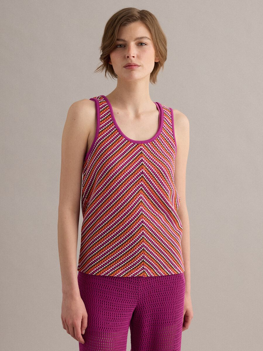 Tank top in crochet multicolor in tessuto elasticizzato regular fit_0