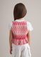 White stretch cotton T-shirt with patterned insert_1