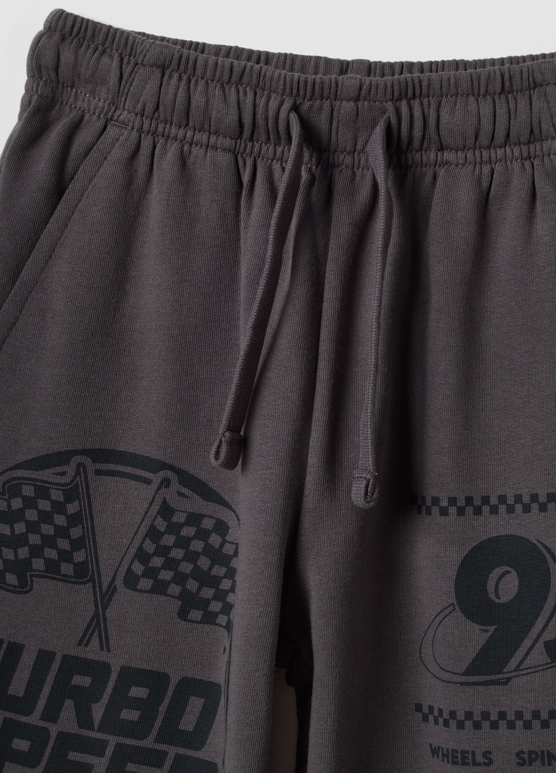 Grey pure cotton joggers with sporty print