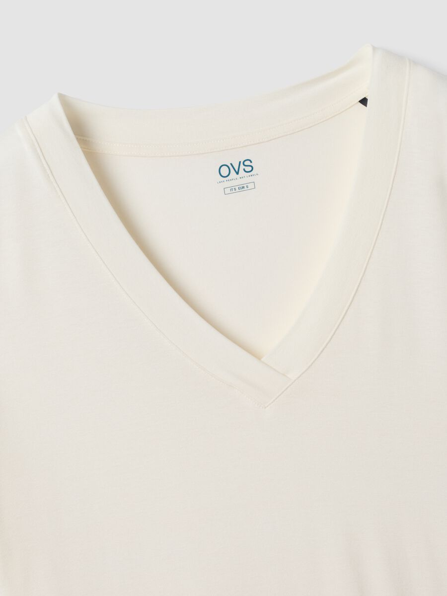 White stretch viscose T-shirt, regular fit_5