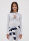 Grey stretch organic cotton T-shirt with ribbed neckline and cat print_0