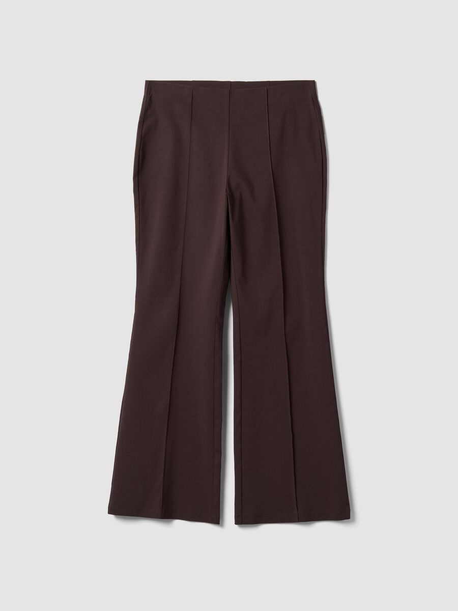 Brown flare trousers in stretch viscose_4