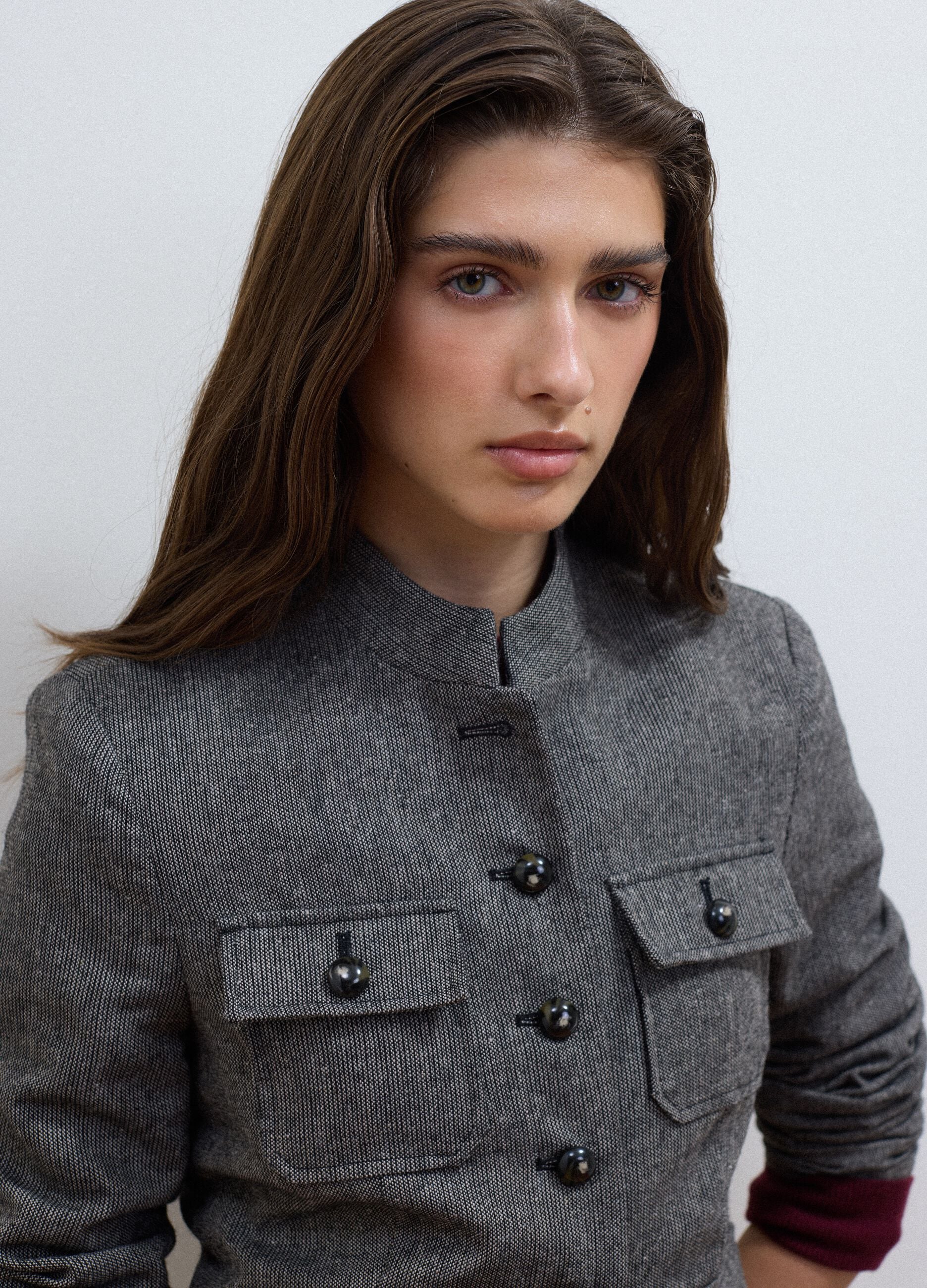 Grey wool and viscose-blend slim-fit blazer