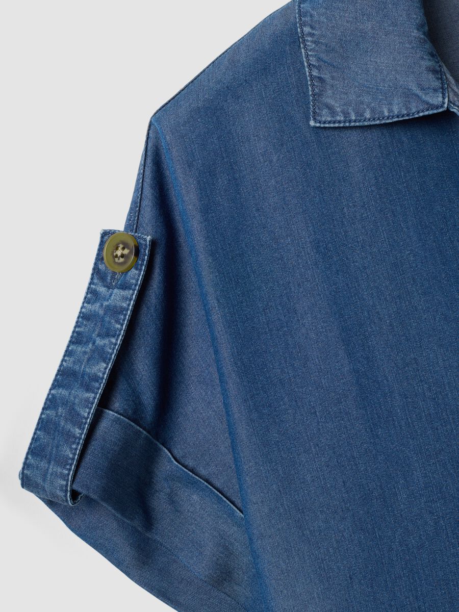 Blue pure lyocell short-sleeved shirt_6