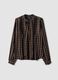 Brown checked pure viscose shirt with bow tie_0