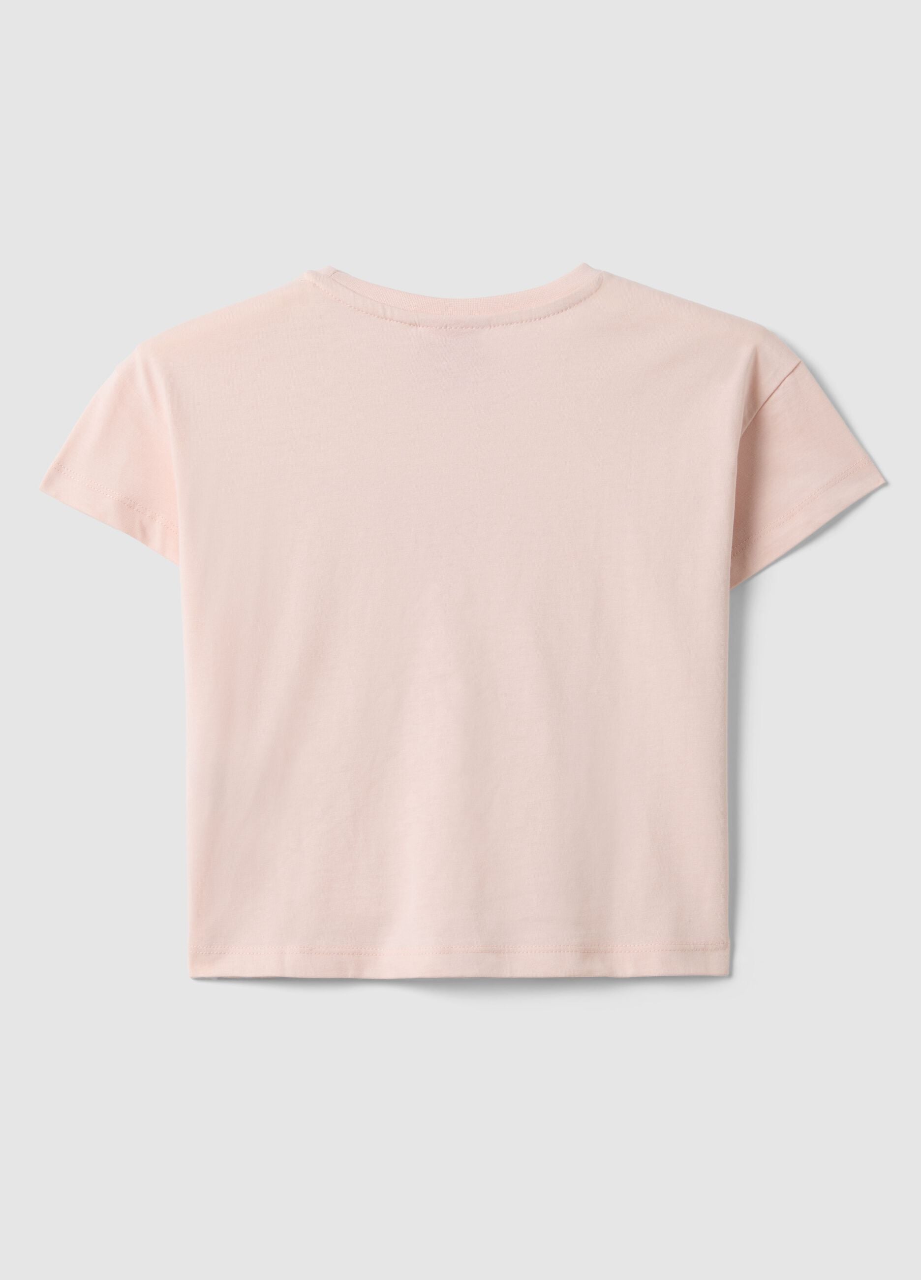Girl's regular fit pink pure cotton t-shirt with print